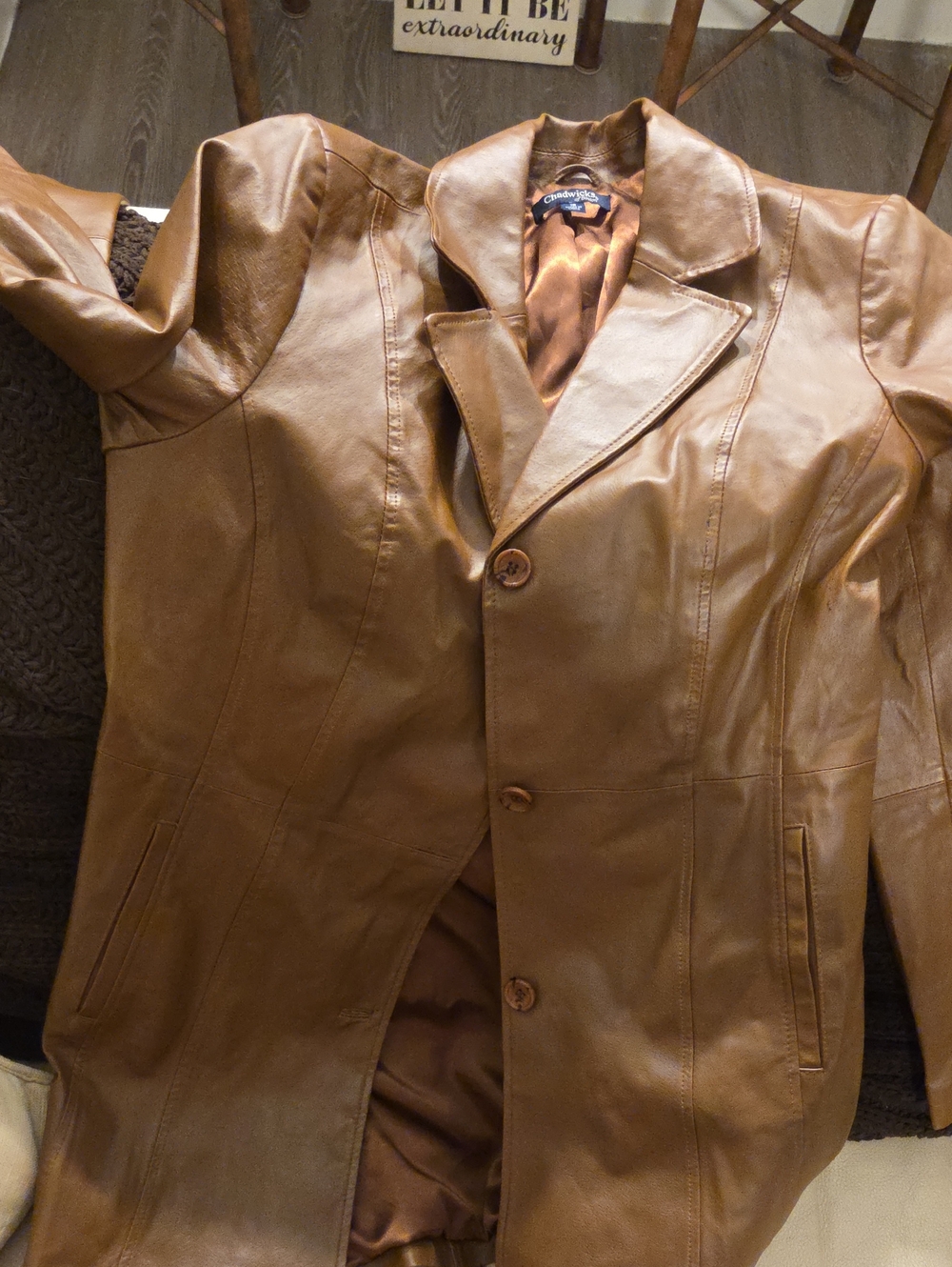 Chadwicks Womens Brown Long Leather  Jacket